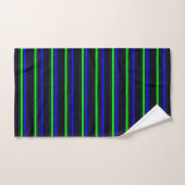 Black Blue Green Stripes Badhandtuch Set (Handtuch)