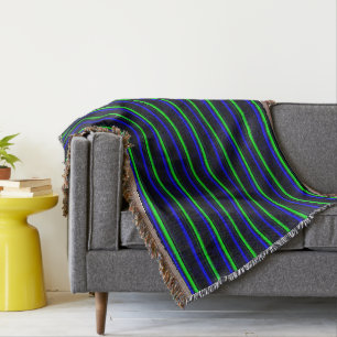 Black Blue Green Stripes Decke