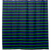 Black Blue Green Stripes Duschvorhang (Vorderseite)