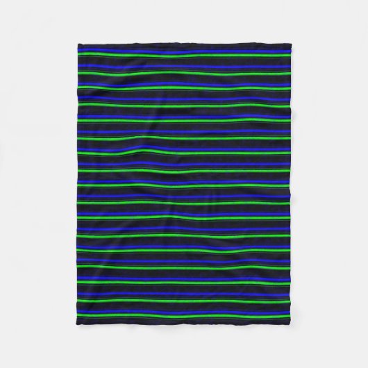 Black Blue Green Stripes Fleecedecke (Vorderseite)