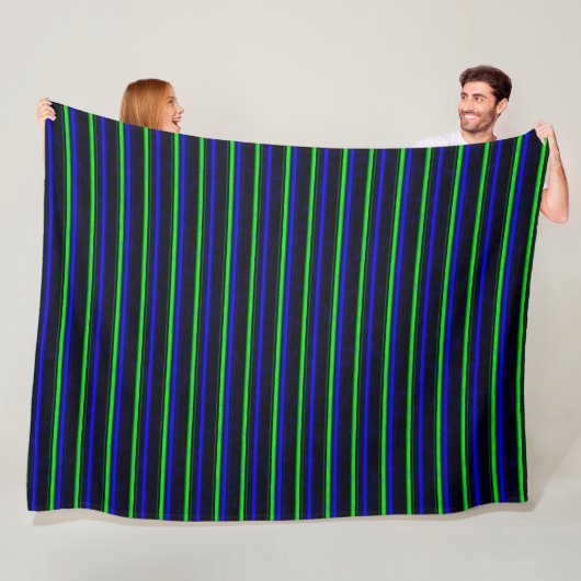 Black Blue Green Stripes Fleecedecke (Beispiel)