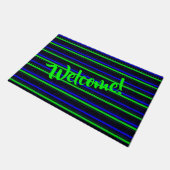 Black Blue Green Stripes Fußmatte (Schrägansicht)