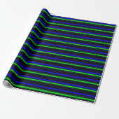 Black Blue Green Stripes Geschenkpapier (Ungerollt)