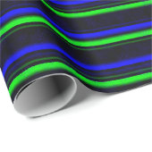 Black Blue Green Stripes Geschenkpapier (Rolleneckpunkt)