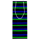 Black Blue Green Stripes Geschenktüte Für Weinflaschen (Rückseite)