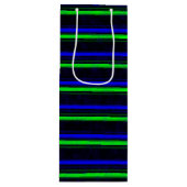 Black Blue Green Stripes Geschenktüte Für Weinflaschen (Vorderseite)