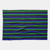 Black Blue Green Stripes Geschirrtuch (Horizontal)