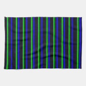 Black Blue Green Stripes Geschirrtuch (Horizontal)
