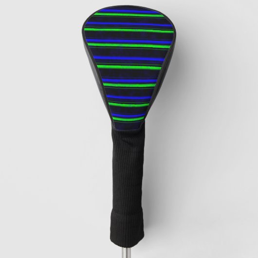 Black Blue Green Stripes Golf Headcover (Vorderseite)