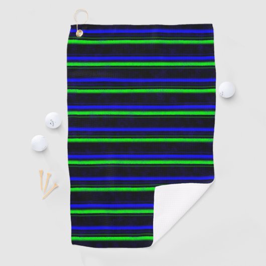 Black Blue Green Stripes Golfhandtuch (Insitu)