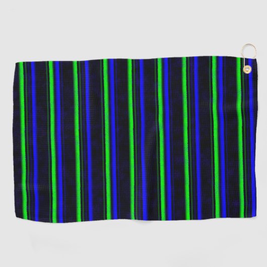 Black Blue Green Stripes Golfhandtuch (Horizontal)