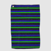 Black Blue Green Stripes Golfhandtuch (Vorderseite)