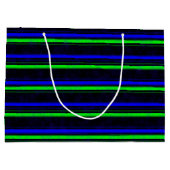 Black Blue Green Stripes Große Geschenktüte (Rückseite)