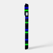 Black Blue Green Stripes iPhone 15 Hülle (Linke Seite)