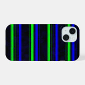 Black Blue Green Stripes iPhone 15 Hülle (Rückseite (Horizontal))