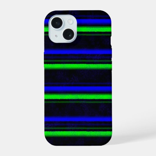 Black Blue Green Stripes iPhone 15 Hülle (Rückseite)