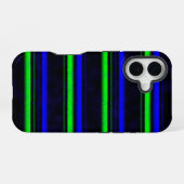 Black Blue Green Stripes iPhone 16 Hülle (Rückseite (Horizontal))