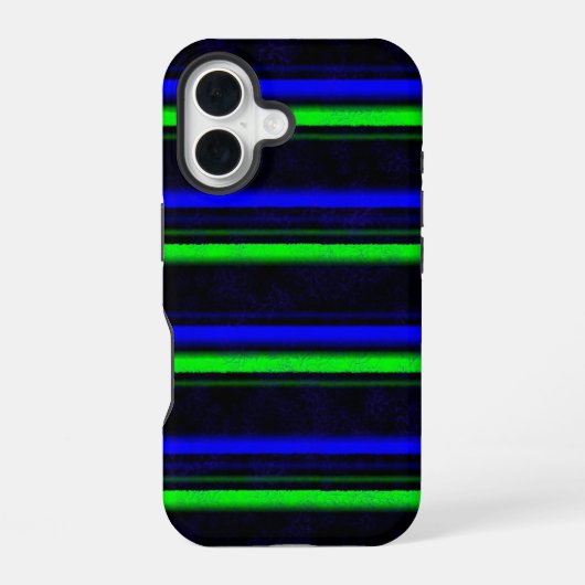 Black Blue Green Stripes iPhone 16 Hülle (Rückseite)