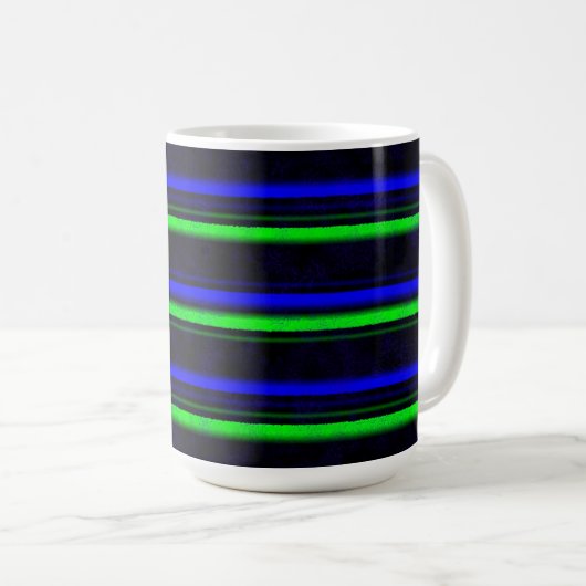 Black Blue Green Stripes Kaffeetasse (VorderseiteRechts)