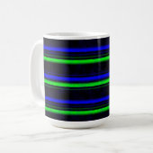 Black Blue Green Stripes Kaffeetasse (Vorderseite Links)