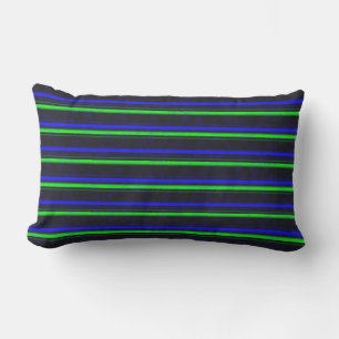 Black Blue Green Stripes Kissen Für Draußen
