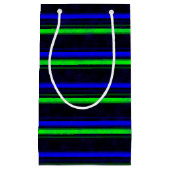 Black Blue Green Stripes Kleine Geschenktüte (Vorderseite)