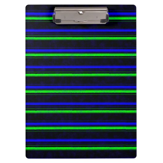Black Blue Green Stripes Klemmbrett (Vorderseite)
