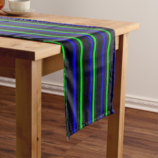 Black Blue Green Stripes Kurzer Tischläufer (Beispiel)
