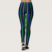 Black Blue Green Stripes Leggings (Rückseite)