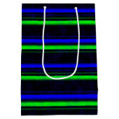 Black Blue Green Stripes Mittlere Geschenktüte (Rückseite)