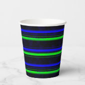 Black Blue Green Stripes Pappbecher (Rückseite)