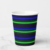 Black Blue Green Stripes Pappbecher (Links)