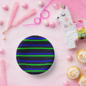 Black Blue Green Stripes Pappteller (Party)