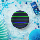Black Blue Green Stripes Pappteller (Party)