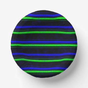 Black Blue Green Stripes Pappteller