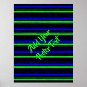 Black Blue Green Stripes Poster