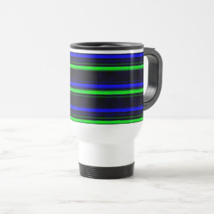 Black Blue Green Stripes Reisebecher