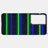 Black Blue Green Stripes Samsung Galaxy Hülle (Linke Seite)