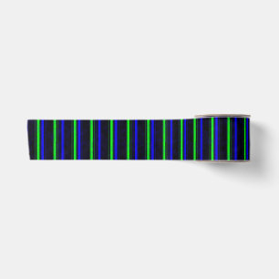 Black Blue Green Stripes Satinband