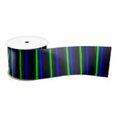 Black Blue Green Stripes Satinband (Spule)