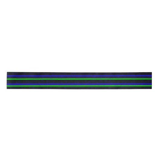 Black Blue Green Stripes Satinband (Vorderseite)