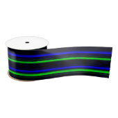 Black Blue Green Stripes Satinband (Spule)