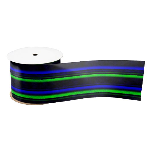Black Blue Green Stripes Satinband (Spule)