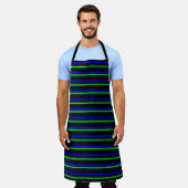Black Blue Green Stripes Schürze (Getragen)