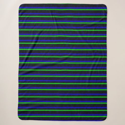 Black Blue Green Stripes Sherpadecke (Vorderseite)