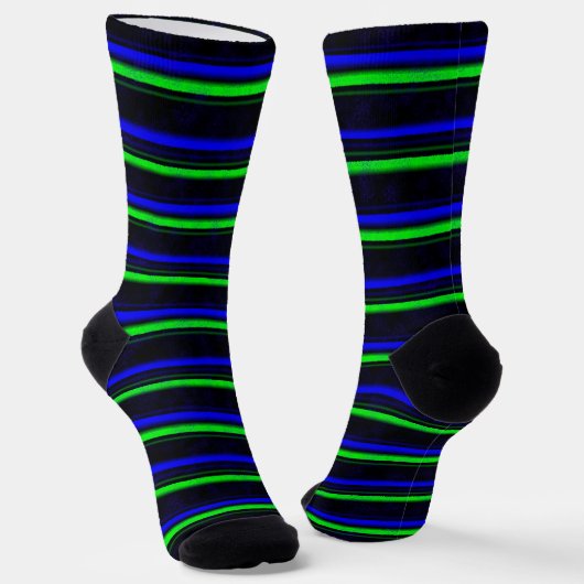 Black Blue Green Stripes Socken (Gewinkelt)