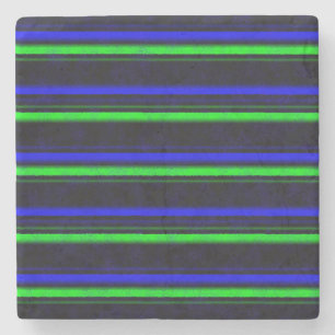 Black Blue Green Stripes Steinuntersetzer