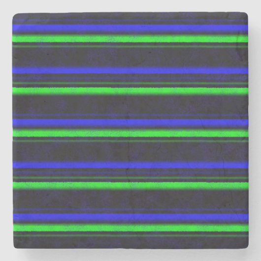 Black Blue Green Stripes Steinuntersetzer (Vorderseite)