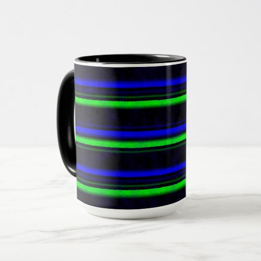 Black Blue Green Stripes Tasse (Vorderseite Links)