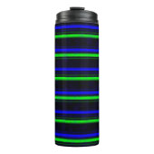 Black Blue Green Stripes Thermosbecher (Vorderseite)